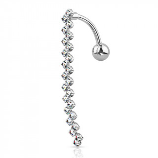 Piercing nombril invers� � zigzag de strass