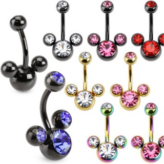 Piercing nombril ionis� avec trio de bulles