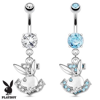Piercing nombril lapin Playboy sur ancre de marine � strass