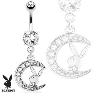 Piercing nombril lapin Playboy sur lune � strass