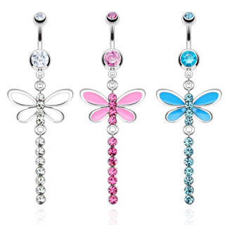 Piercing nombril lib�llule pastel sertie