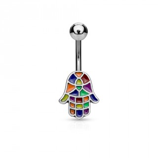 Piercing nombril main de fatma multicolore