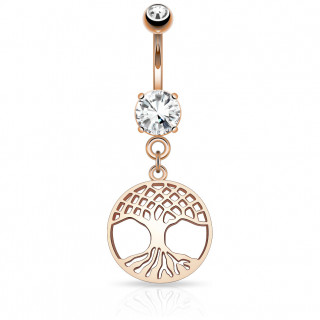 Piercing nombril m�daillon arbre de vie cuivr�