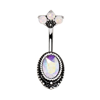 Piercing nombril miroir enchant� � �ventail d'opales