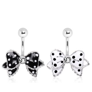 Piercing nombril noeud papillon � pois style Rockabilly