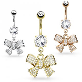 Piercing nombril noeud pav� de strass