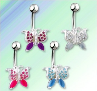 Piercing nombril papillon aspect givr�