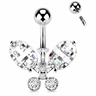 Piercing nombril papillon de zirconiums �tincelants