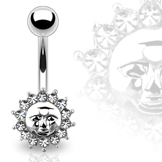 Piercing nombril soleil � couronne solaire sertie