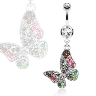 Piercing nombril papillon vintage multicolore