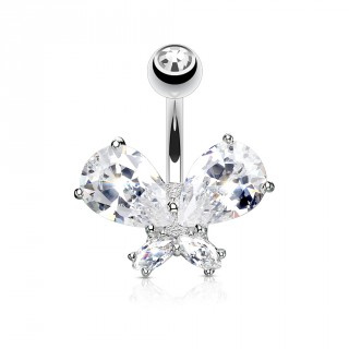 Piercing nombril papillon zirconium majestueux - clair