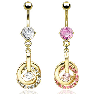 Piercing nombril pendentif anneaux crois�s