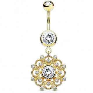 Piercing nombril pendentif arabesques vintage - Plaqu� or
