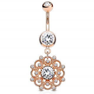 Piercing nombril pendentif arabesques vintage - Plaqu� or rose