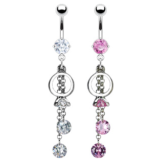 Piercing nombril pendentif cercl� et serti