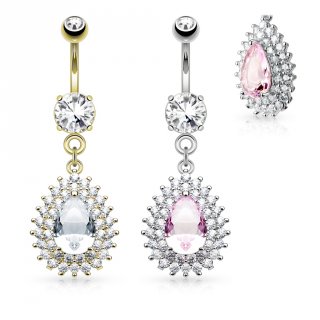 Piercing nombril pendentif larme �tincelante