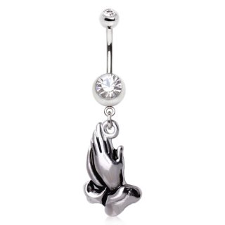 Piercing nombril pendentif mains en pri�re
