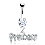 Piercing nombril � pendentif Princesse avec strass