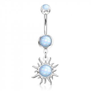 Piercing nombril pendentif soleil tribal � epoxy - Bleu aqua