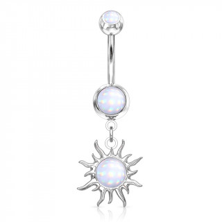 Piercing nombril pendentif soleil tribal � epoxy - Clair