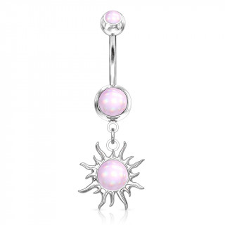 Piercing nombril pendentif soleil tribal � epoxy - Rose