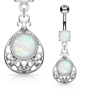 Piercing nombril pendentif vintage filigrane � Opales