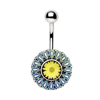 Piercing nombril pendentif vintage � fleur centrale