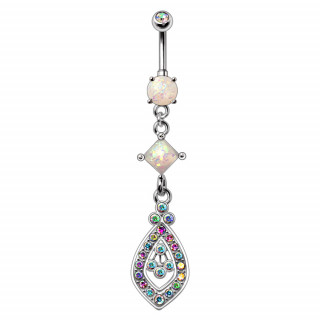 Piercing nombril � pendentifs multicolores