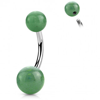 Piercing nombril � perles de Jade verte