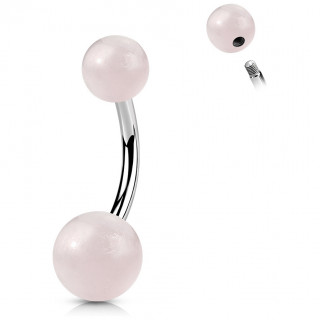 Piercing nombril � perles de Quartz Rose