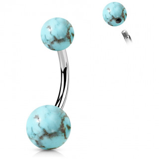 Piercing nombril � perles de Turquoise