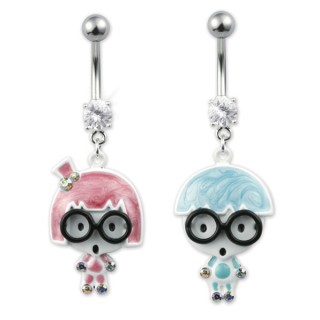 Piercing nombril personnage � lunettes