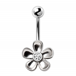 Piercing nombril petite fleur � pierre claire