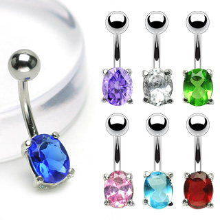 Piercing nombril � pierre ovale facett�e