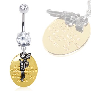 Piercing nombril pistolet et plaque dor�e