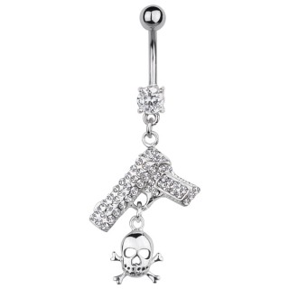 Piercing nombril pistolet et t�te de mort