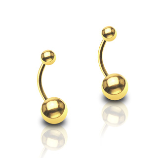 Piercing nombril plaqu� or � boules