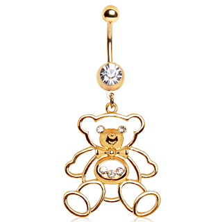 Piercing nombril plaqu� or � ours style peluche