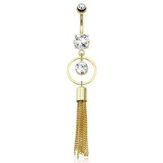 Piercing nombril plaqu� or avec anneau et choche de chainettes