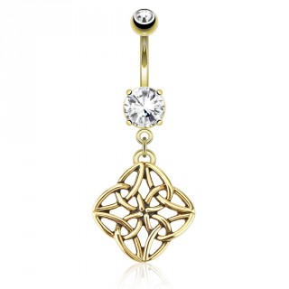 Piercing nombril plaqu� or avec pendentif noeud celtique