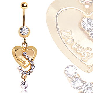 Piercing nombril plaqu� or coeur Lovely