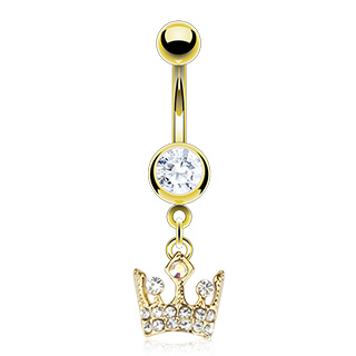 Piercing nombril plaqu� or couronne pav�e de pierres