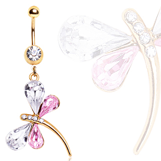 Piercing nombril plaqu� Or libellule