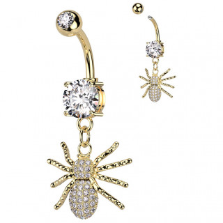 Piercing nombril plaqu� or � pendentif araign�e chic
