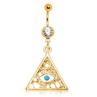 Piercing nombril plaqu� or � pyramide illuminati