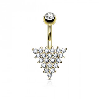Piercing nombril plaqu� or � triangle pav� de strass