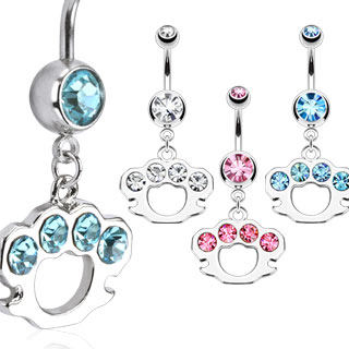 Piercing nombril poing am�ricain serti