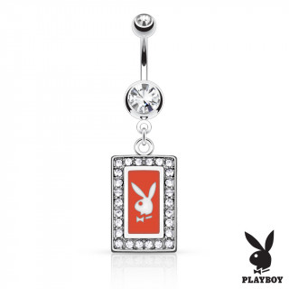 Piercing nombril portrait lapin Playboy � cadre gris argent�