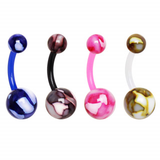Piercing nombril PTFE � boules marbr�es