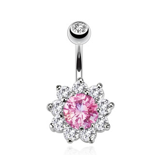 Piercing nombril reine des fleurs pav�e de pierres